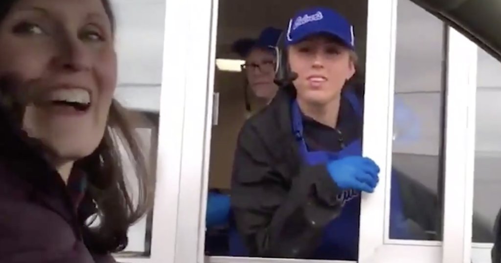 Culver's team member at the window of drive-thru