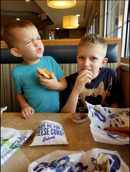 Two children eating at a Culver's