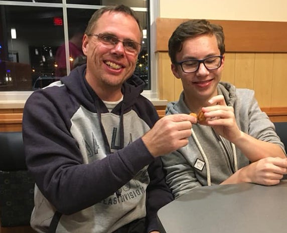 Niklas sharing Wisconsin Cheese Curds at Culver’s