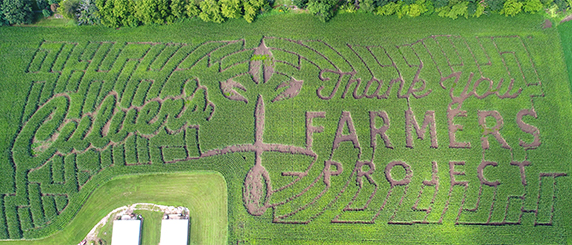 Aerial view of the DeForest, Wisconsin, Culver’s Thank You Farmers Project corn maze