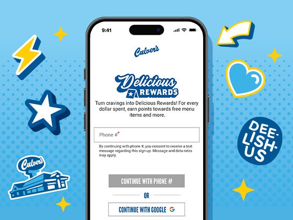 An image of the Delicious Rewards login experience on a mobile device.