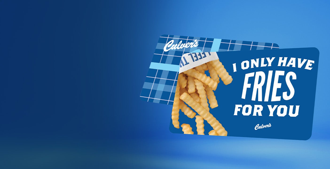 Gift card that reads "I only have fries for you"