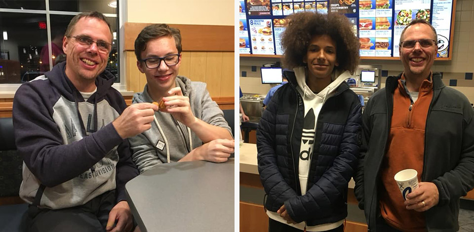 collage of two photos with students at Culver’s