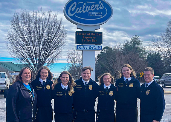 FFA Students standing in front of a Culver's
