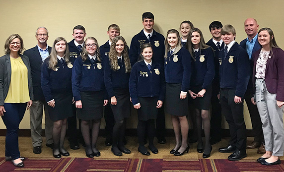 A group of FFA members proudly wear their blue jackets.