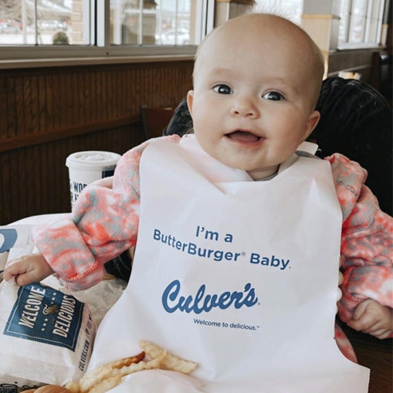 Baby enjoying her first Cheese Curd