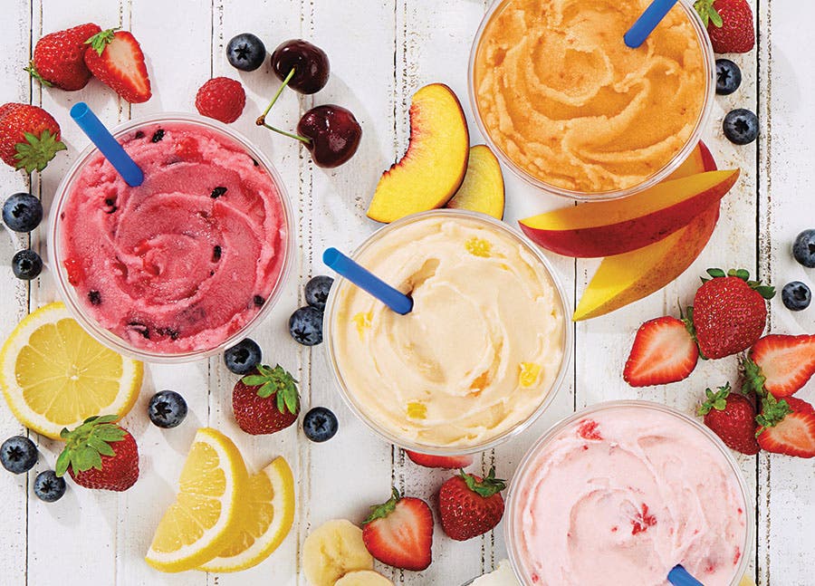 A colorful array of different fruits and flavors of Lemon Ice Coolers