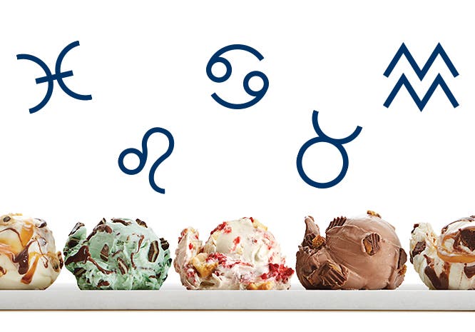 Culver’s Fresh Frozen Custard scoops lined up horizontally on plate