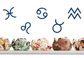 Culver’s Fresh Frozen Custard scoops lined up horizontally on plate