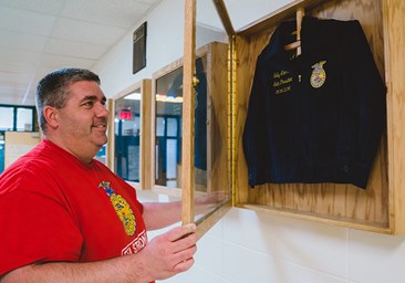 Link to story: A Point of Pride, the Importance of FFA Blue Jackets.Photo of blue jacket display