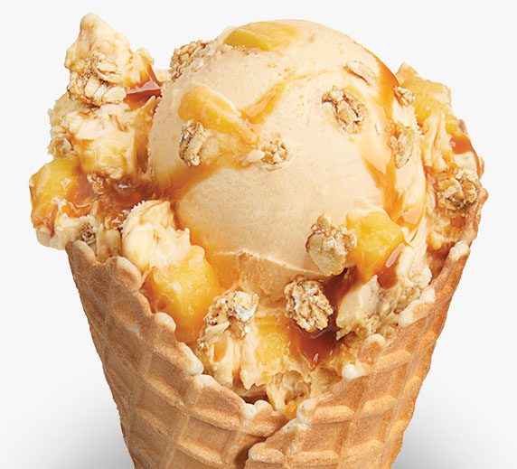 Peach Crisp Flavor of the Day in a Waffle Cone